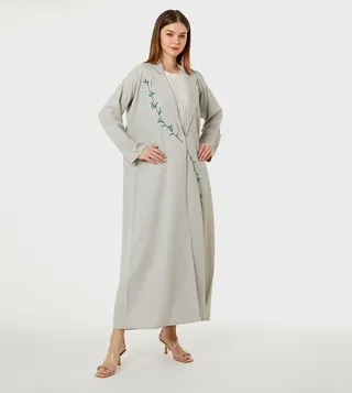 Embroidered Linen Abaya