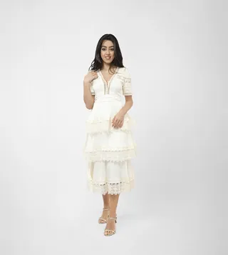 Lace Trim Layered Dress