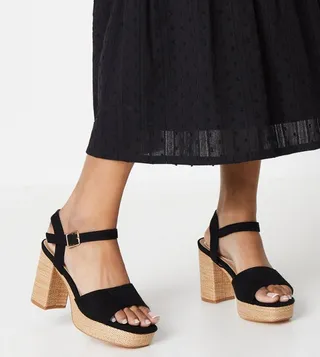 Gaelle Raffia Covered Platform Heel Sandals