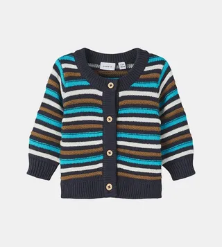 Striped Long Sleeves Knitted Cardigan