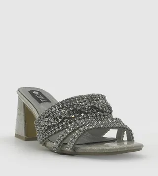 Embellished Block Heel Sandals 
