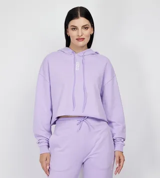 DEPHANA Logo Printed Crop Hoodie
