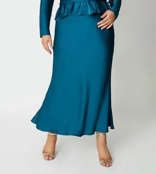 Plus Satin Maxi Skirt