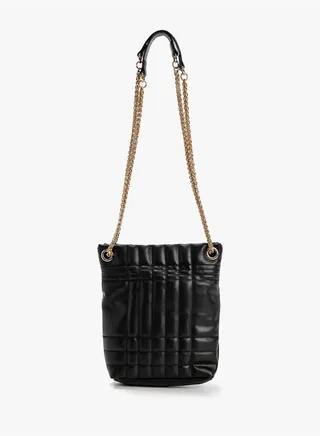 Chain Strappy Faux Leather Quilted Bag