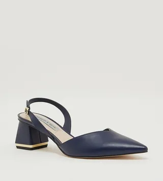 Trapeze Heel Slingback Pumps