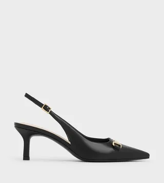 Metal Accent Slingback Pumps