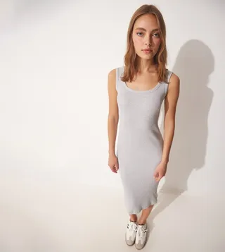 Ribbed Scoop Neck Bodycon Dress