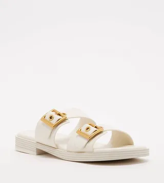 Buckled Double Strap Slide Sandals