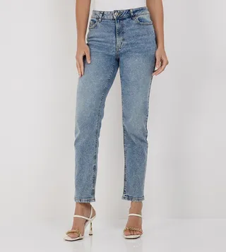 Faded High Waist Mom Fit Jeans
