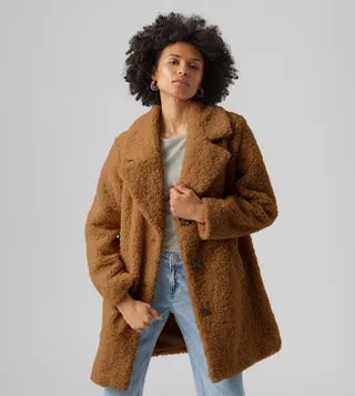 Lapel Collar Plush Overcoat