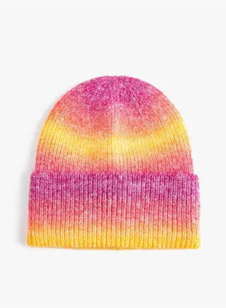 Rib-Knit Beanie with Foldover Cuff