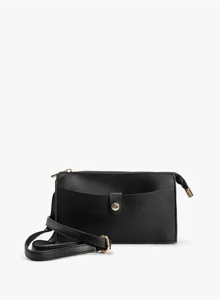 Faux Leather Zipper Detail Cross Bag