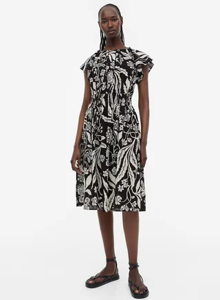 Floral Print Ruched Waist Dress