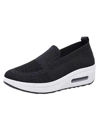 Fashion Ladies Slip On Thick Sole Air Cushion Shoes Rocking Shoes Dance Shoes Soft Sole Comfortable Women's Shoes 