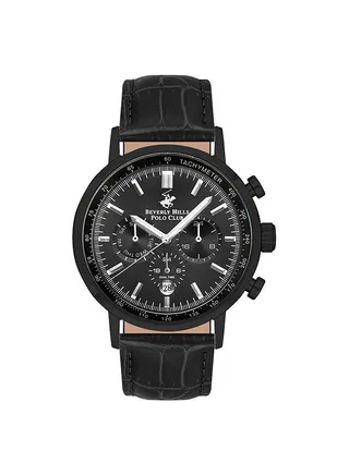 Men Chronograph Round Shape Leather Wrist Watch 43.5 mm 