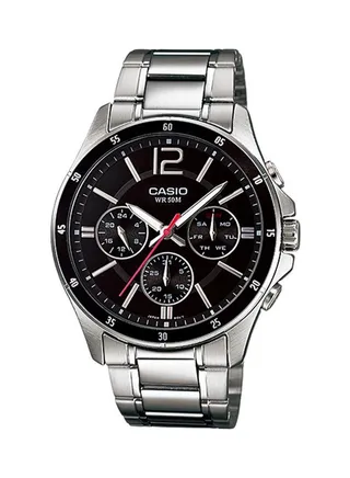 Men's Water Resistant Chronograph Watch MTP-1374D-1AVDF - 44 mm - Silver 