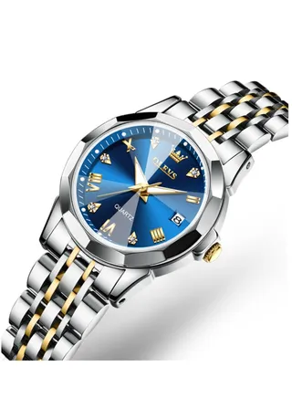 Watches For Women Stylish Stainless Steel Water Resistant Quartz Analog Watch - Silver & Gold 