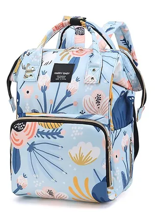 Diaper Bag Backpack Baby Essentials Travel Tote,Multifunction Waterproof Baby Bag Diaper Changing Backpacks with Pacifier Clips(Flower Blue) 