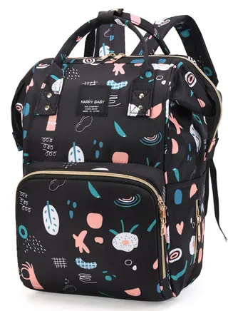 Diaper Bag Backpack Baby Essentials Travel Tote,Multifunction Waterproof Baby Bag Diaper Changing Backpacks with Pacifier Clips(Graffiti Black) 