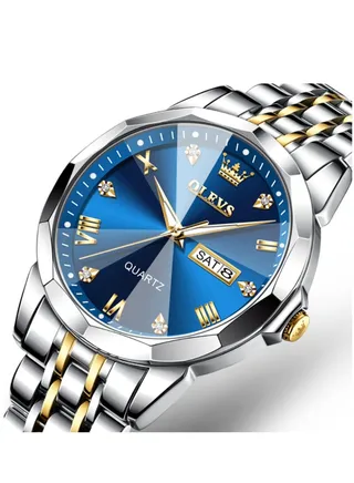 Watches For Men Fashion Stainless Steel Quartz Analog Water Resistant Watch Silver 41mm 9931 