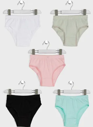 Girls pack of 5 solid briefs