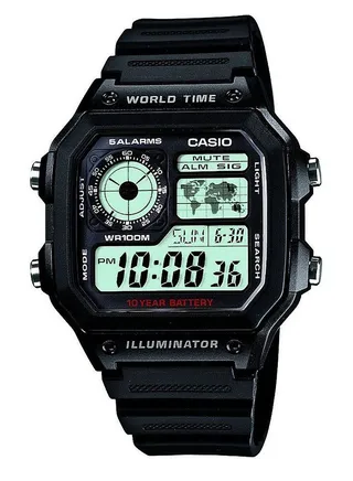 Men's Water Resistant Resin Digital Watch AE-1200WH-1AVDF - 42 mm - Black 