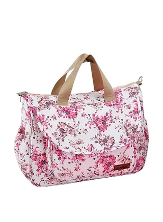 Waterproof Adjustable Strap Large Capacity Flower Printed Baby Diaper Bag 