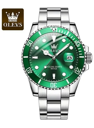 Watches For Men Fashion Stainless Steel Quartz Analog Water Resistant Watch -Silver With Gift Box 