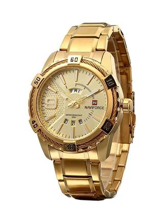 Men's Water Resistant Analog Wrist Watch 9117 - 45 mm -Gold 
