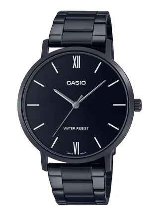 Analog Quartz Black Dial Stainless Steel Men's Watch MTP-VT01B-1B 