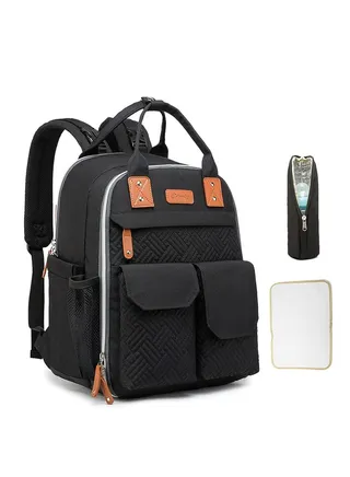 Backpack,Multifunctional Large Capacity Baby Diaper Backpack Portable Travel Storage Bag Thermal Insulation Bag with Stroller Strap for Maternal Baby Essentials（black） 