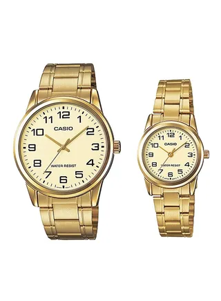 Stainless Steel Analog Quartz Couple Watch Set MTP/LTP-V001G-9BUDF 