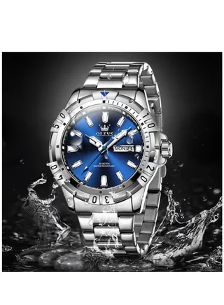 Watch for Men Quartz Stainless Steel Water Resistant Watch 42mm Sliver 5560 