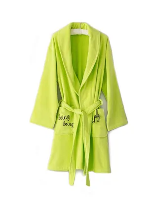 Cacha Frog Velvet Bathrobe Green/Black 100x60cm 