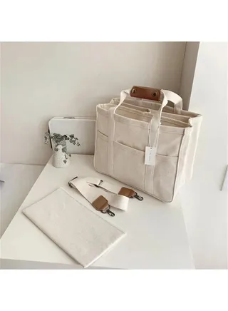 Canvas Baby Diaper Bags,Large Capacity Baby Bag for Mother,Tote Bag Mommy Bag with Multi Pockets,Crossbody Handbag Shoulder Bag with Compartments for Women Travel 