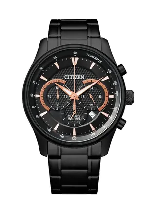 Men's Quartz Chronograph Black Stainless Steel Band Watch AN8195-58E - 42mm 