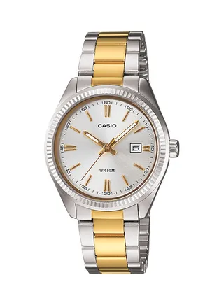 Women's Enticier Water Resistant Formal Analog Watch LTP-1302SG-7AVDF - 35 mm - Silver/Gold 