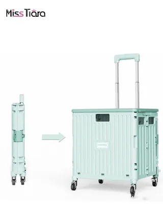Camping Foldable Box 65L Foldable Utility Rolling Shopping Cart with Telescoping Handle and 360 Degree Universal Wheels for Outdoor Camping and Hiking Tourist Shopping 