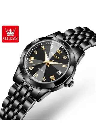 Top Brand Women's Watches Elegant Rhombus Mirror Original Quartz Ladies Wristwatch Stainless Steel Waterproof Luminous New 