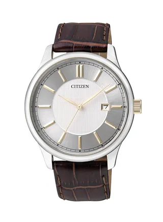 Men’s Analog Quartz Standard Brown Leather Band Watch - BI1054-04A - 40mm 
