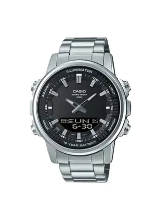 Round Shape Analog Stainless Steel Wrist Watch AMW-880D-1AVDF - 47mm - Silver 