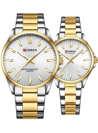 Stainless Steel Elegant Design Quartz Couple Watch For Men & Women 9090 