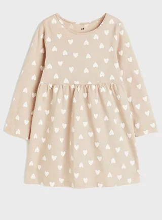 Kids Heart Print Midi Dress