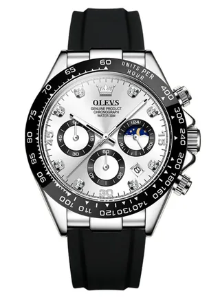 Watches For Men Silicone Strap Quartz Analog Water Resistant Watch -White 