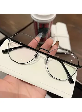 Clear Lens Fashion Glasses For Women Men Metal Round Frame Anti Blue Light Glasses 