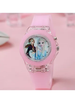 LED Ccartoon Ice and Snow Children's Watch Colorful Luminous Soft Silicone Belt Electronic Watch Men And Women Luminous Children Cute Cartoon Colorful Lights Watch 