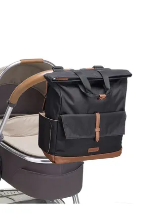 Quinn Eco Convertible Diaper Bag Black and Tan 