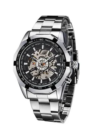 Men's Stainless Steel Analog Watch C1 - 45 mm - Silver 