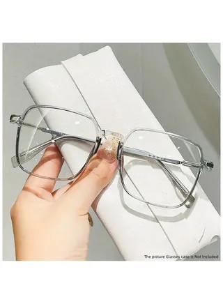 Stylish Flat Mirror Blue Light Blocking Sunglasses Large Square Frame Glasses 
