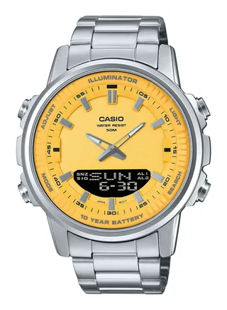 Analog & Digital Stainless Steel Wrist Watch AMW-880D-9AVDF - 52mm - Silver 